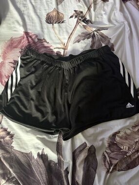 adidas Black Athletic Shorts with White Three-Stripes